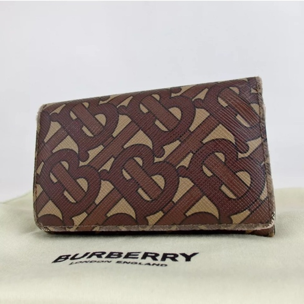BURBERRY TB monogram Tri-fold wallet PVC/leather EUC MINT CONDITION